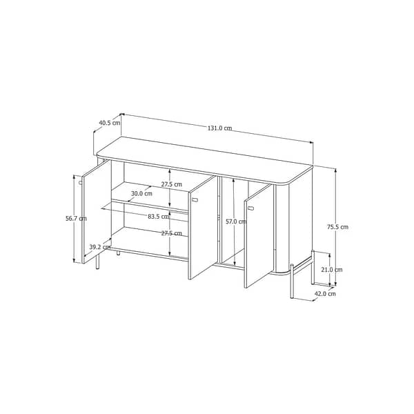 Buffet Aparador 3 Puertas Mdp Con Patas Metalicas - Imagen 4