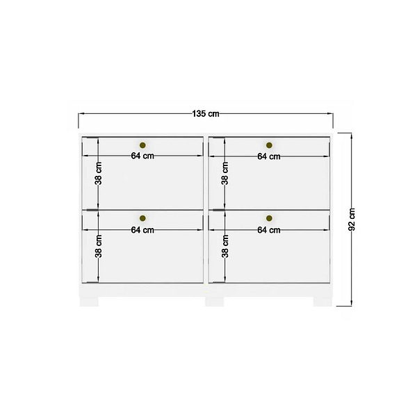 Comoda Zapatera Dormitorio 4 Puertas Con Patas - Imagen 4