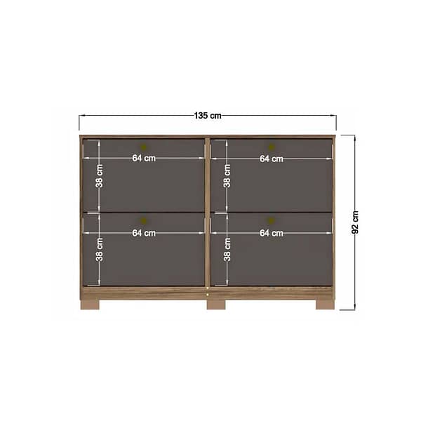 Comoda Zapatera Dormitorio 4 Puertas Con Patas - Imagen 4