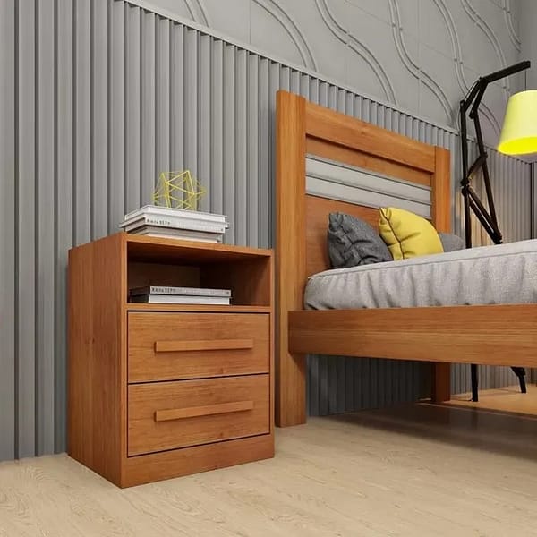 Mesa De Luz 2 Cajones 1 Espacio Dormitorio 100% Mdf - Imagen 2