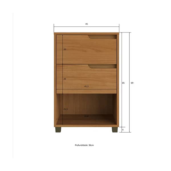 Mesa De Luz 2 Cajones 1 Espacio Dormitorio 100% Mdf - Imagen 3