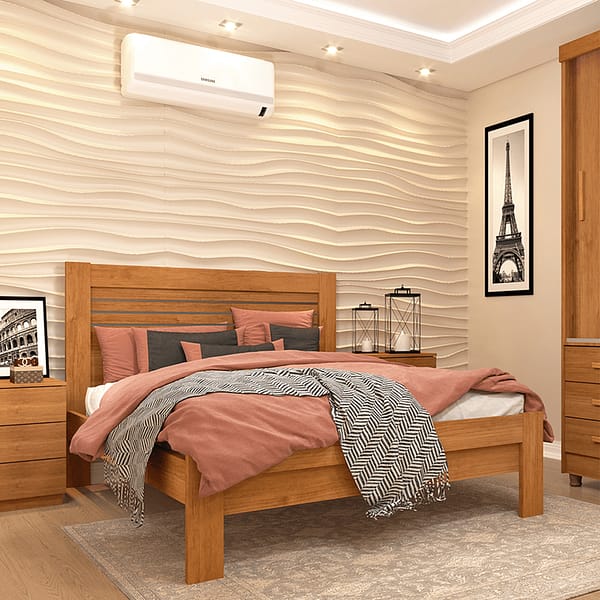 Cama 2 Plazas 100% Mdp Moderna Elegante Con Respaldo - Imagen 2