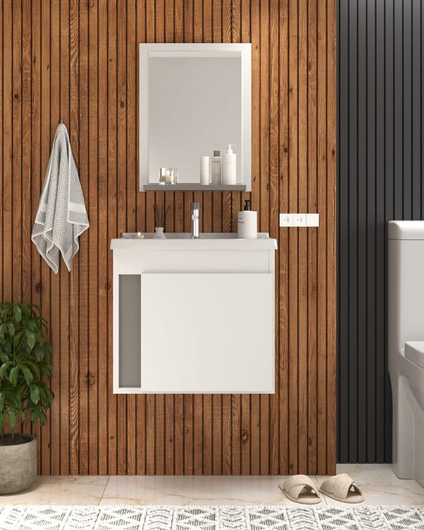 Mueble De Baño Aereo Sin Patas Con Espejo - Imagen 2