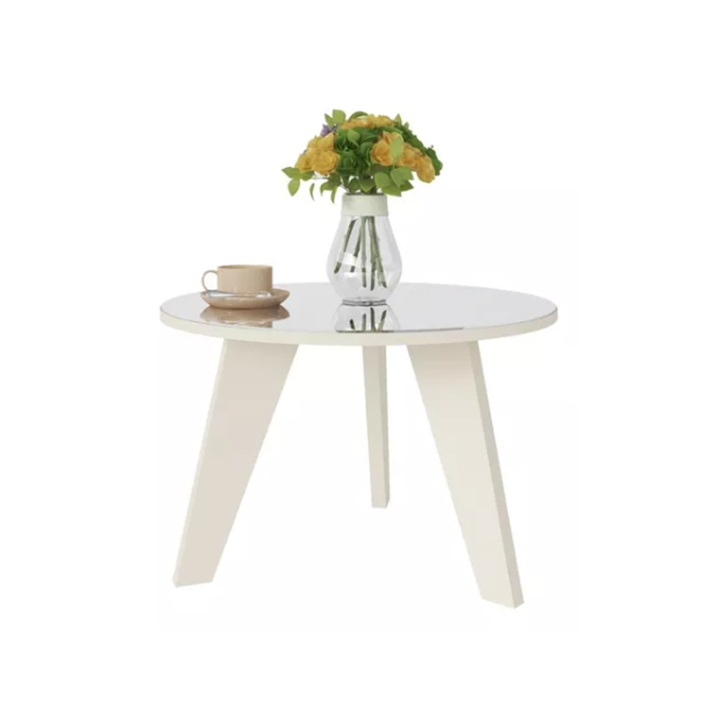 Mesa De Living Mesa Ratona Diseño Elegante Espejo Y Mdp Blanco - Lais ...