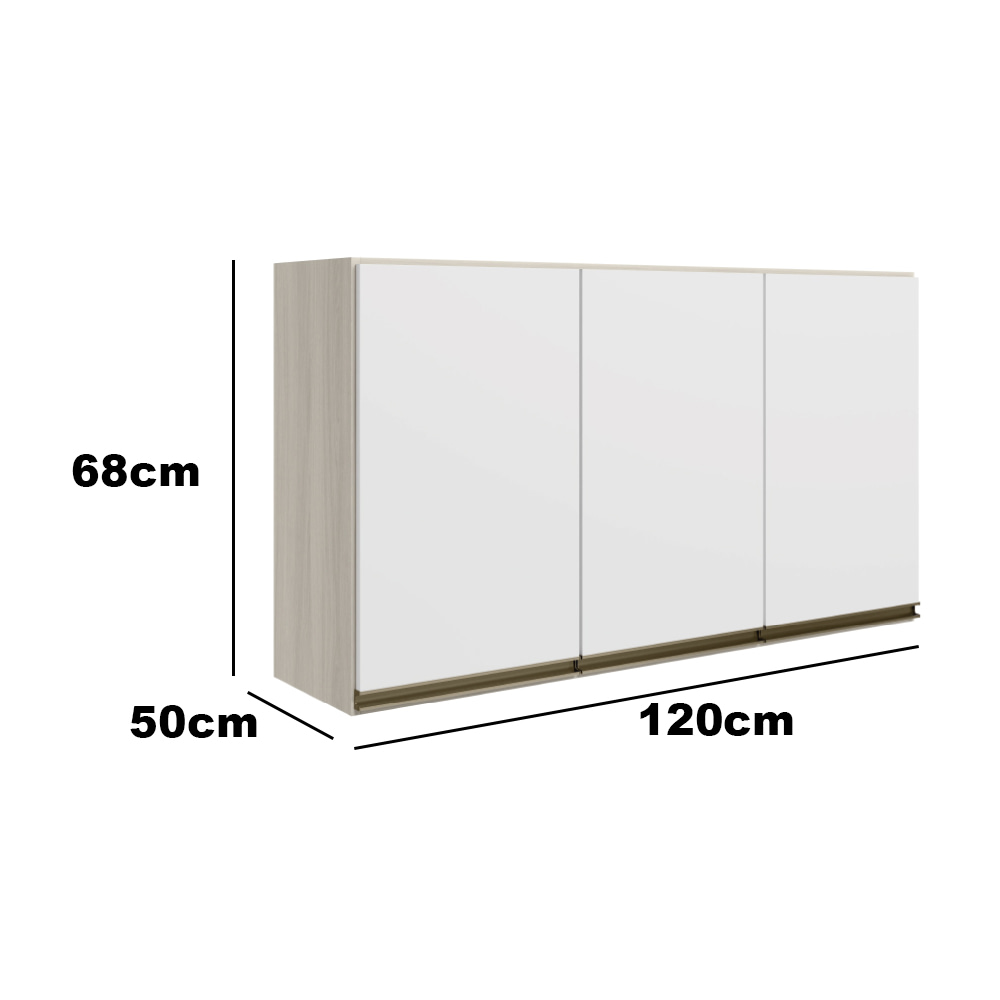 Mueble De Cocina Aereo Alto 3 Puertas Mdf Blanco - Lais Muebles