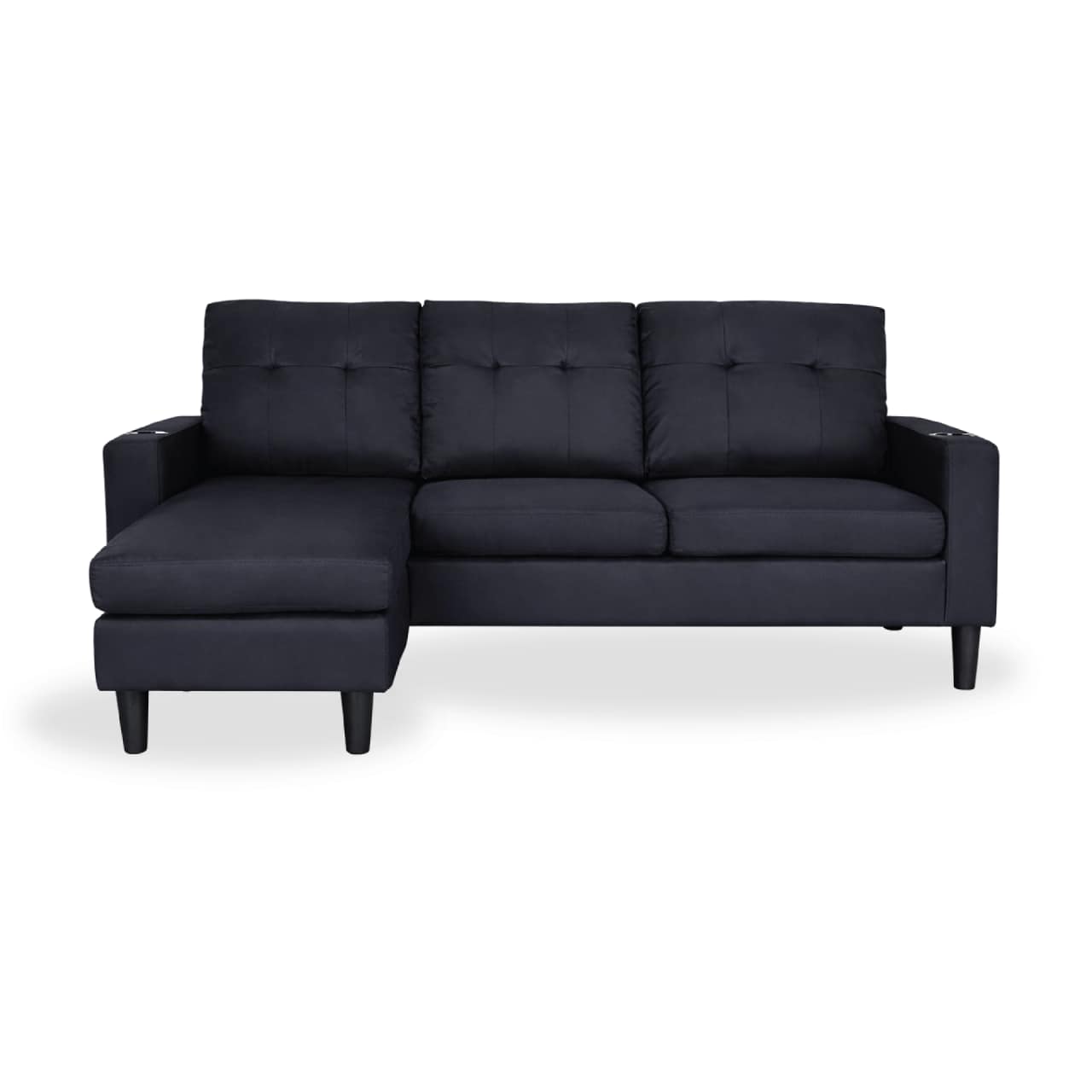 Sofá MILKA con Chaise Long Negro