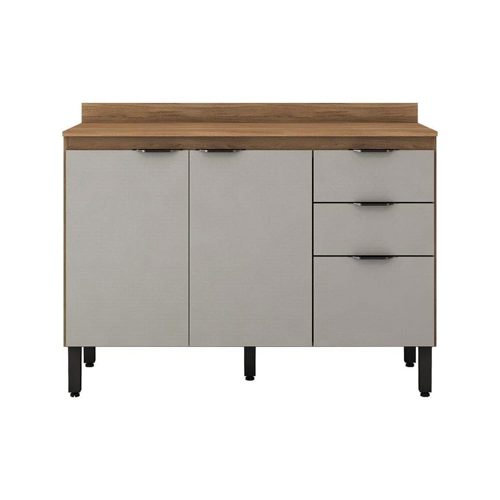 Mueble Bajo Mesada 3 Puertas 3 Cajones Tiradores Metalicos Mdp