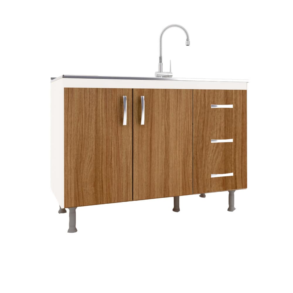 Bajo Mesada Mueble Cocina 2 Puertas 3 Cajones Mdp