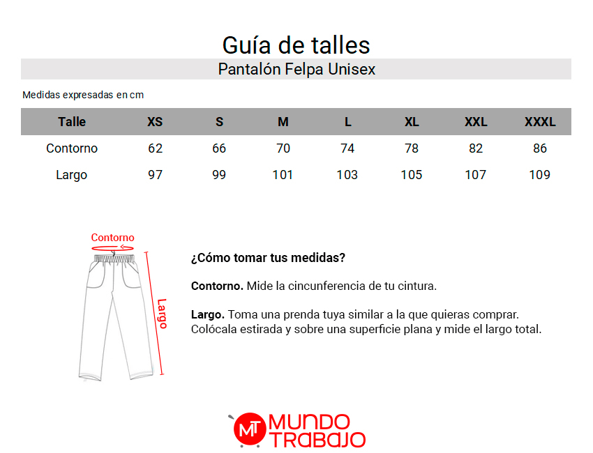 Guía de talles Pantalón Felpa AE