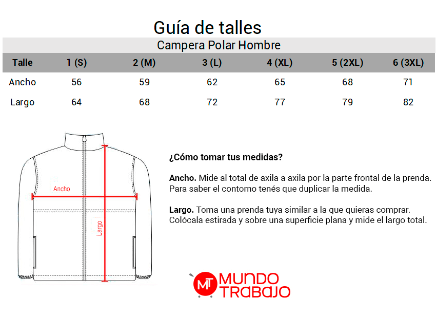 Guía de talles Campera Polar Hombre