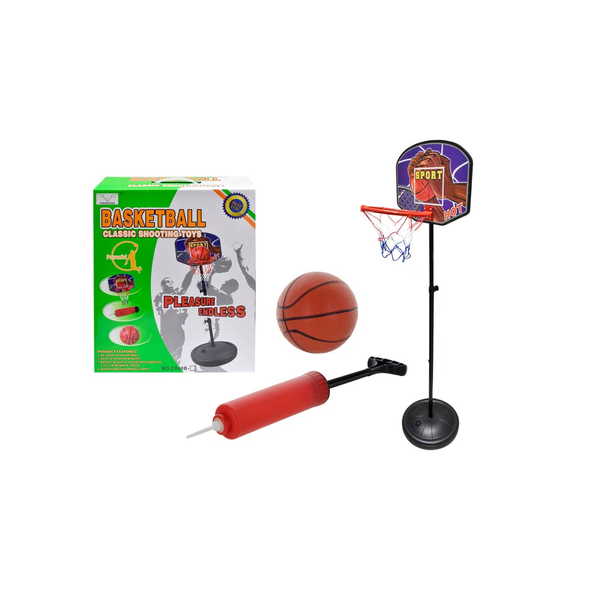 Canasta de baloncesto entrenamiento con tablero y red con 3 balones e  inflador