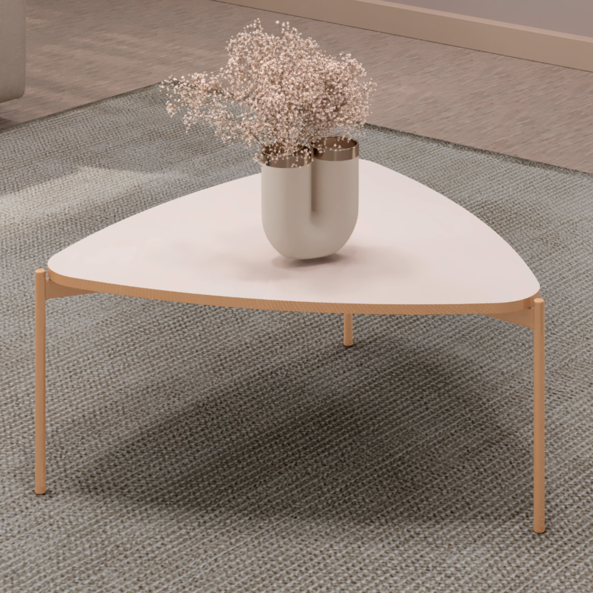 Mesa De Living Triangular Patas Metalicas Mdp