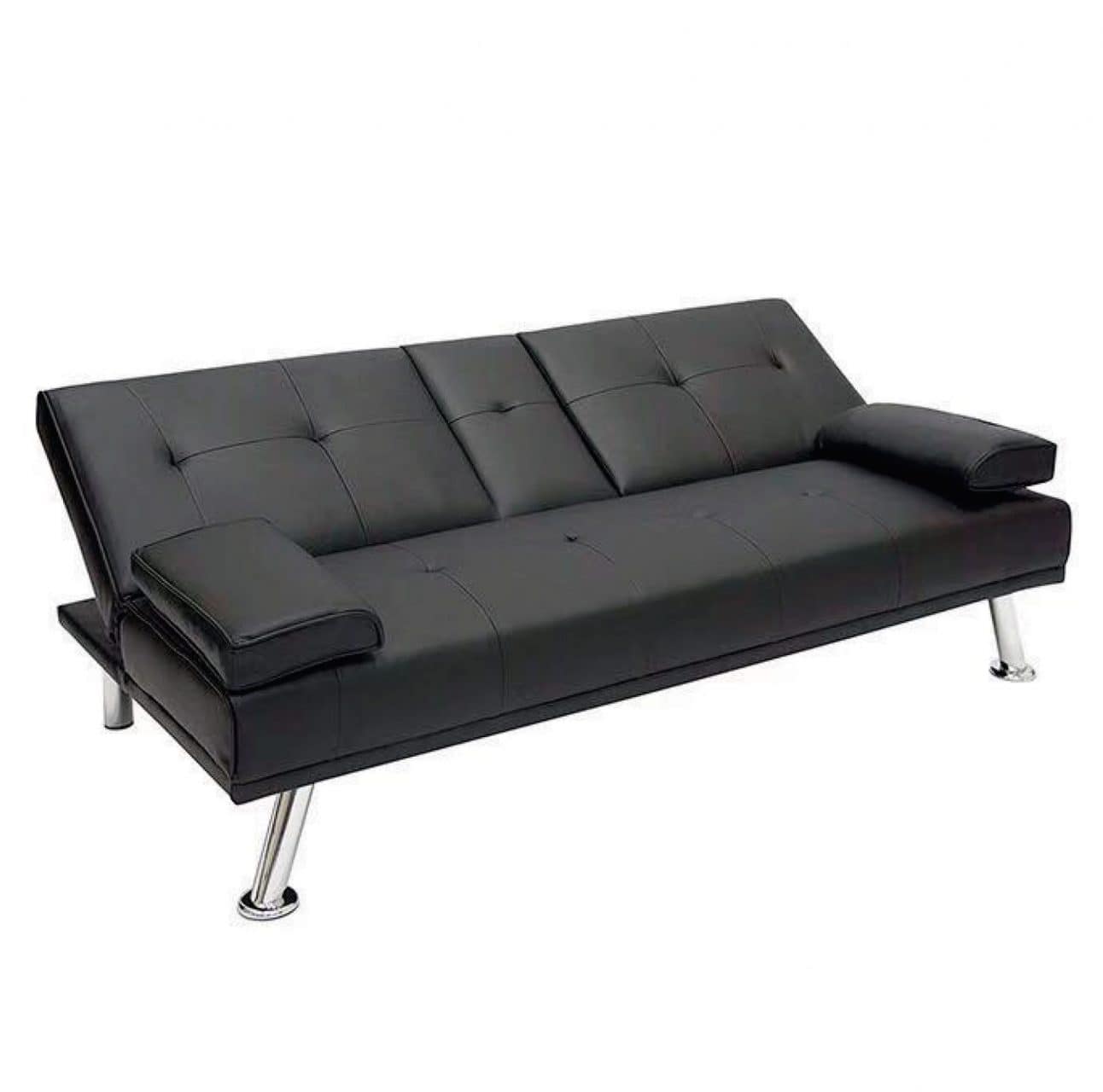 Sofa Cama Sillon Juego De Living Reclinable Posavaso Negro Muebles