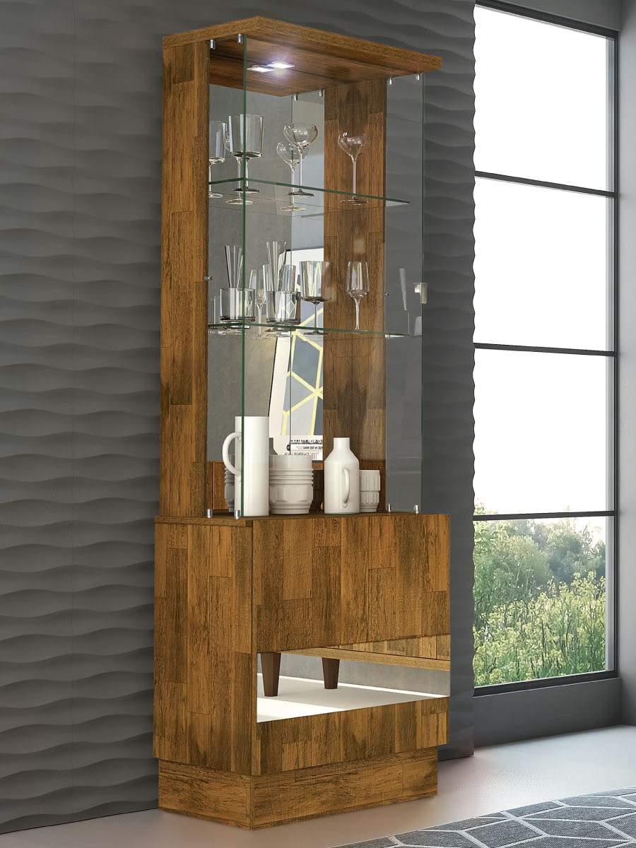 Cristalera Bar Living Modular Espejo Vidrio Blanco 11757 - Muebles Express