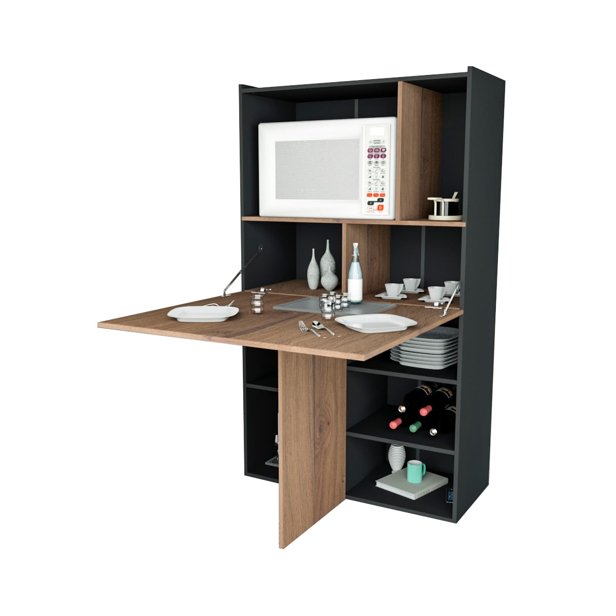 Desayunador Multiuso Mueble De Cocina Con Estantes Mesada Muebles Express