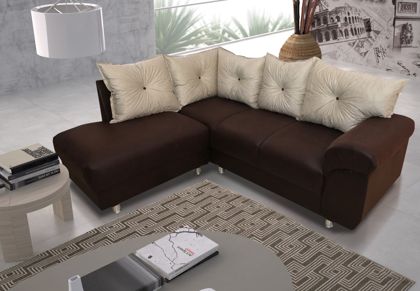 Combo sillón esquinero Dallas + mesa de living línea mexicana E509